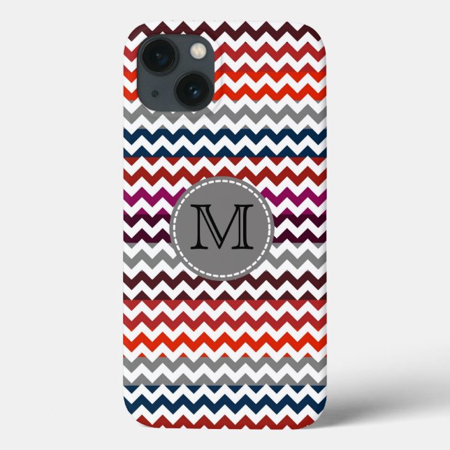 Red White Gray Zickzack Zigzag Monogram Case Mate  (Rückseite)