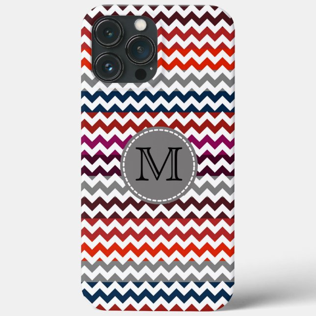 Red White Gray Zickzack Zigzag Monogram Case-Mate iPhone Hülle (Rückseite)