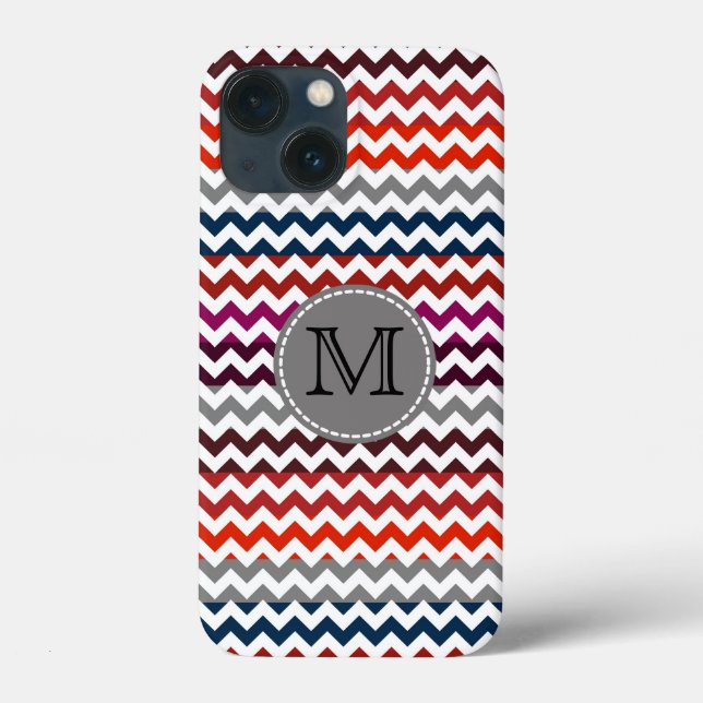 Red White Gray Zickzack Zigzag Monogram Case-Mate iPhone Hülle (Rückseite)