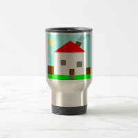 Red White Green Blue House Zeichnend, Kunst von Ki