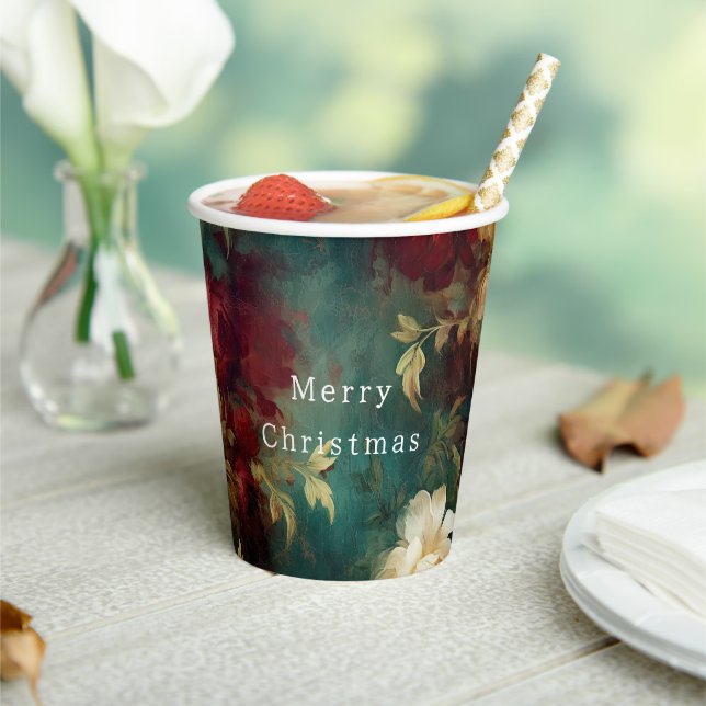 Red White Green Blume Pappbecher (In Situ)