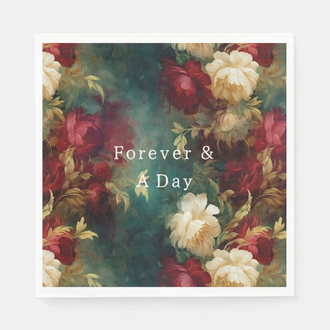 Red White Green Blume Serviette (Vorderseite)