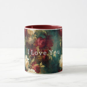 Red White Green Blume Tasse