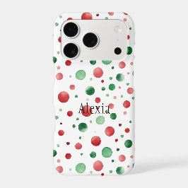 Red White Green Dots Christmas iPhone 16 Plus Hülle