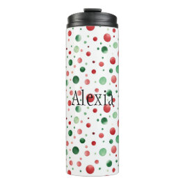 Red White Green Dots Christmas Thermosbecher