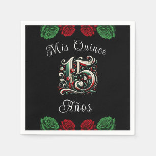 Red White Green Mis Quince Anos 15 Quinceañera Serviette