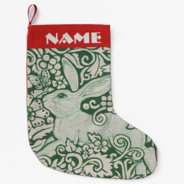 Red White Green Rabbit Strumpf Personalize Folk Kleiner Weihnachtsstrumpf