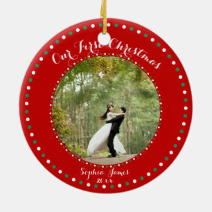 Red White Green Unser erstes Weihnachtsgeschmuck Keramik Ornament