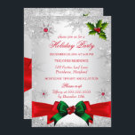 Red White Green Winter Wonderland Holiday Party Einladung<br><div class="desc">Einladung zur Red Green White Silver Holiday Party. Silver Sparkle Schneeflocke Design. Bitte beachten Sie: Alle flachen Bilder haben keine echten Juwelen!</div>