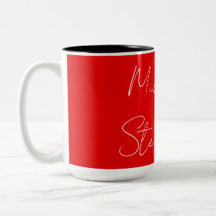 Red White Handschriftlich Minimalistisch Ihren Nam Zweifarbige Tasse
