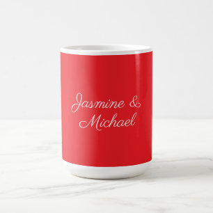 Red & White Handwriting Couple Names Wedding Kaffeetasse