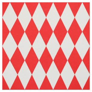 Red White Harlequin Diamonds Schachbretts Design Stoff