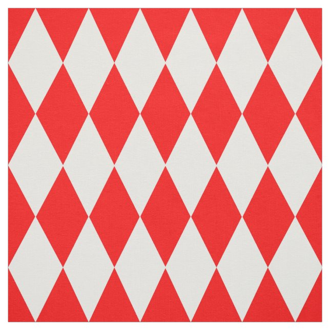 Red White Harlequin Diamonds Schachbretts Design Stoff (Muster)