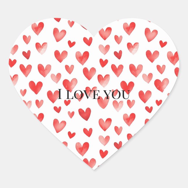 Red White Hearts Love Valentine's day Herz-Aufkleber (Vorderseite)