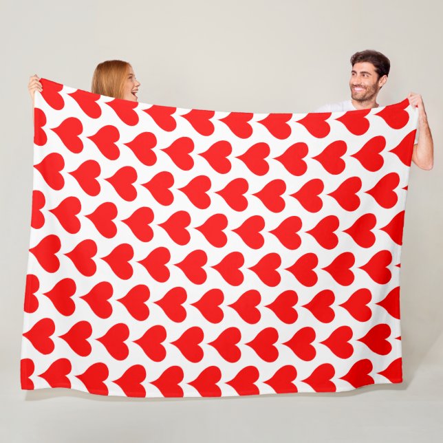 Red White Hearts Pattern Fleecedecke (Beispiel)