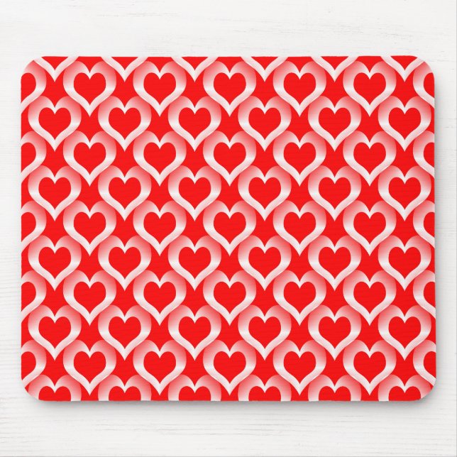 Red White Hearts Pattern Mousepad (Vorne)