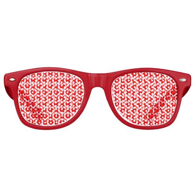 Red White Hearts Pattern Partybrille (Vorderseite)