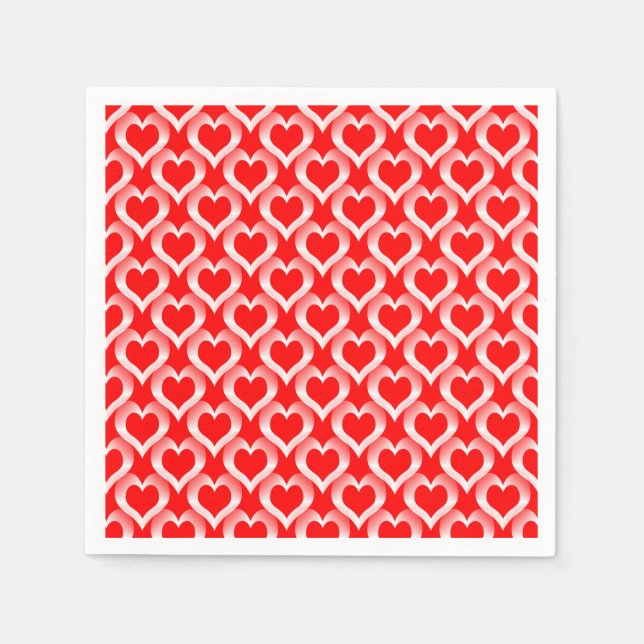Red White Hearts Pattern Serviette (Vorderseite)