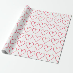 Red White Hearts Valentinstag Muster Liebe Wrapp Geschenkpapier