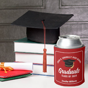 Red White High School Graduate Custom Abschluss Dosenkühler
