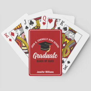 Red White High School Graduate Custom Abschluss Spielkarten