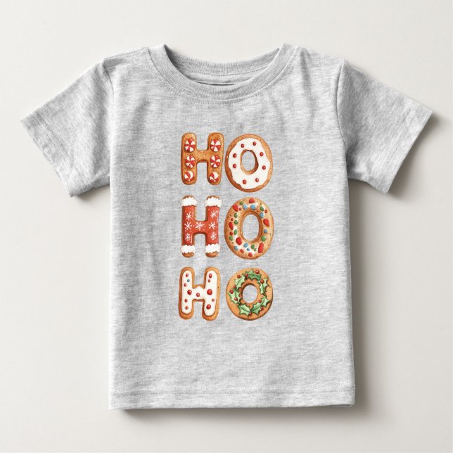 Red White Ho Ho Ho Gingerbrei Keks Weihnachten Baby T-shirt (Vorderseite)