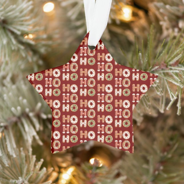 Red White Ho Ho Ho Gingerbrei Keks Weihnachten Ornament (Baum)