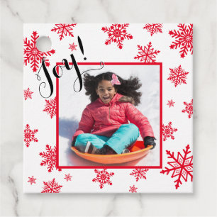 Red & White Holiday Joy Snowflakes Foto Geschenk T Geschenkanhänger