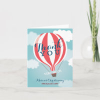 Red White Hot Air Ballon Danke Note Card
