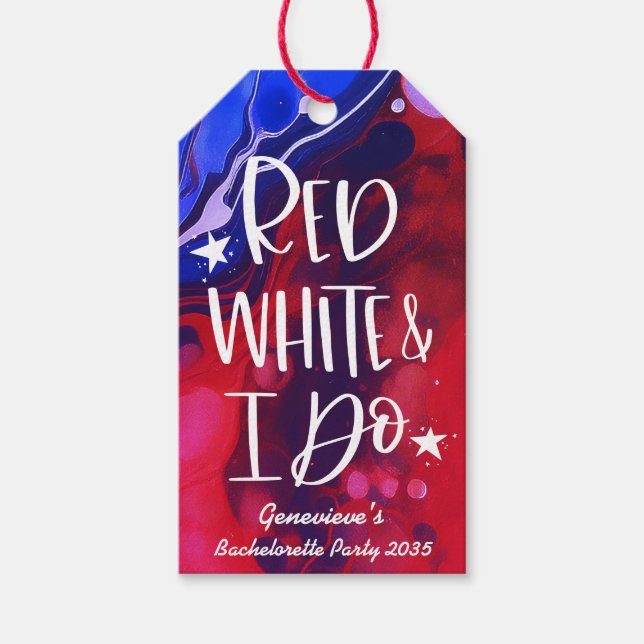 Red White I Do 4. Juli Bachelorette Geschenkanhänger (Vorderseite)