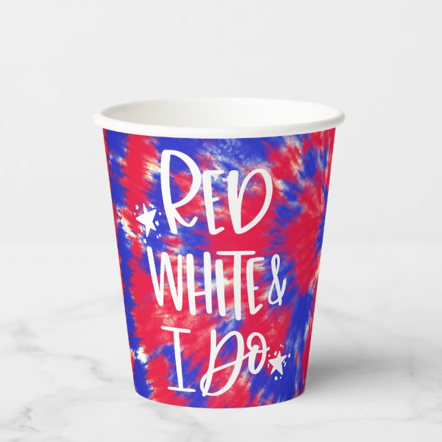 Red White I Do 4. Juli Bachelorette Pappbecher (Vorderseite)