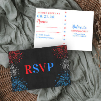 Red White & I Do 4th of July Wedding RSV RSVP Karte