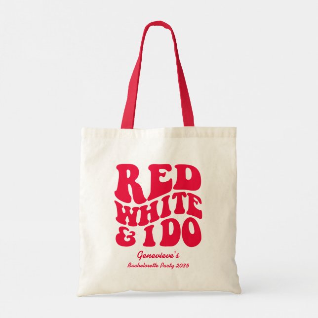 Red White I Do | Red Retro 4. Juli Bachelorette Tragetasche (Rückseite)