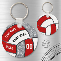 Red White Imitats Silver Glitzer Volleyball Schlüs