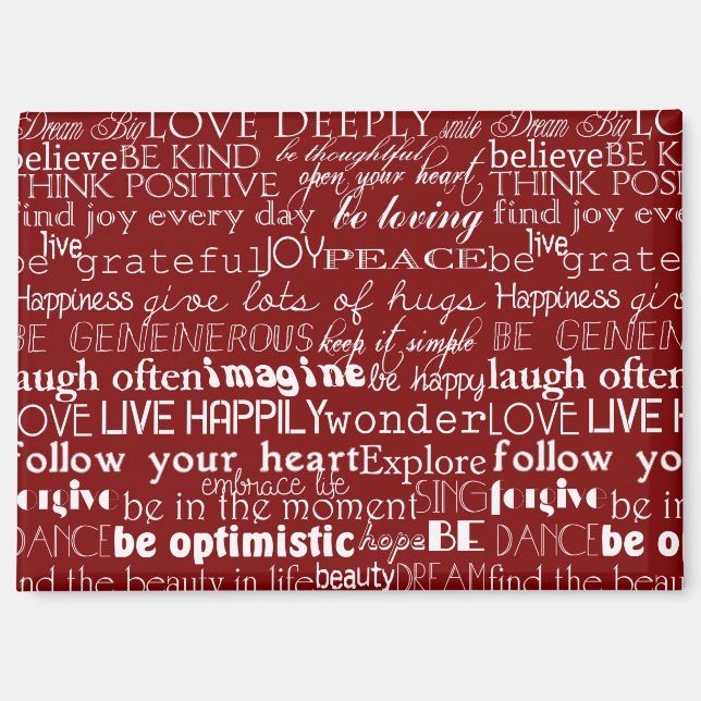 Red White Inspirational Words Weihnachten Magnet (Vorderseite)