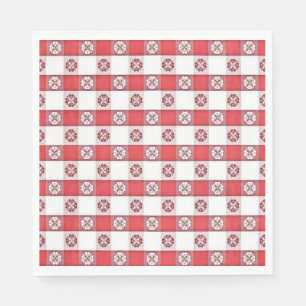 Red White Italian Tablecloge Printpapier Napkin Serviette