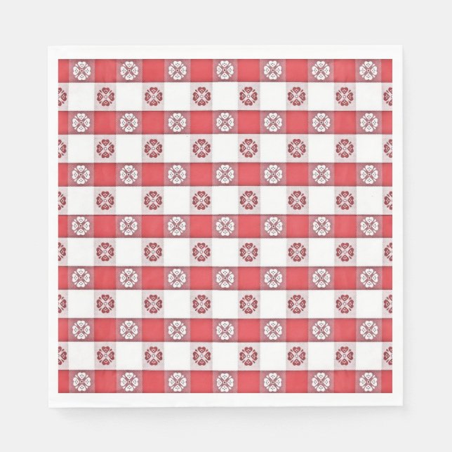 Red White Italian Tablecloge Printpapier Napkin Serviette (Vorderseite)