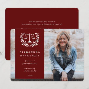 Red + White JD Law Scales Laurel Wreath Foto Ankündigung