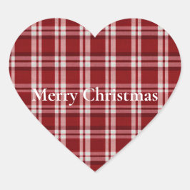 Red White Kariert Herz-Aufkleber