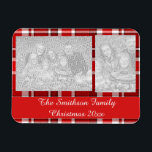 Red White Kariert Tartan Magnet<br><div class="desc">Dieses karierte rote und weiße Design hat ein sich wiederholendes,  überprüftes / kartanisches Muster,  das leicht strukturiert ist. Es ist ein helles,  stilvolles kariertes Muster.</div>