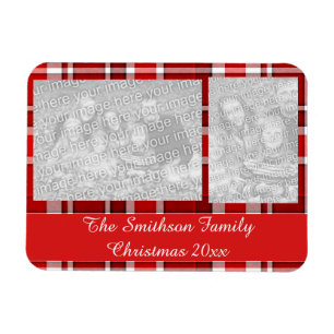 Red White Kariert Tartan Magnet