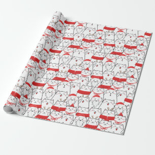 Red White Kitts Cats Funny Christmas Weihnachtsges Geschenkpapier