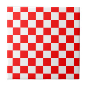 Red White Kroon Checkerboard Muster Fliese