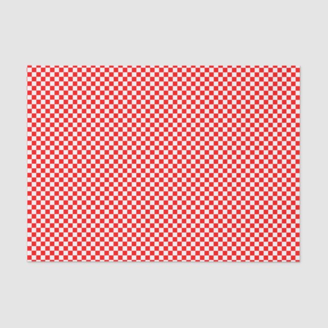 Red White Kroon Checkerboard Muster Seidenpapier (Vorderseite)