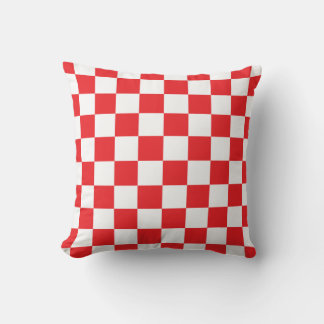 Red White Kroon Schachbretts Muster Kissen