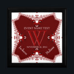 Red White Lace Border Hochzeitstag Geschenkboxen<br><div class="desc">Einzigartige Geschenkboxen aus Holz : Stilvolle Fraktale, rote Spitzen, weiße Schmuckschachtel - Exquisite und elegante Brauerei, Jubiläum oder Verlobung. Persönlich mit Namen, Jubiläumsdatum und Monogramm oder Zahlen - gemacht in eine wunderbare hölzerne Geschenkboxen, um Schmuck behalten, Schmuckkasten für Ihre speziellen Keepsakes. Schenken Sie sich ein wunderbares Geschenk - füllen Sie...</div>