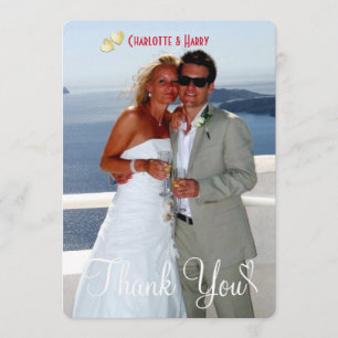Red White Lace Wedding Script Foto Vielen Dank Dankeskarte
