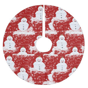 Red White Lächeln Snowman Weihnachtsfeiertag Polyester Weihnachtsbaumdecke