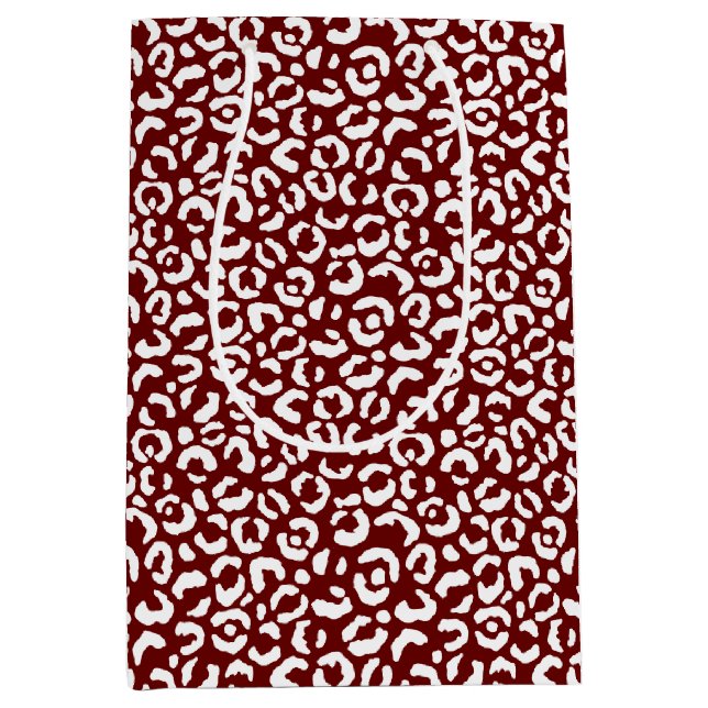 Red White Leopard Print Mittlere Geschenktüte (Vorderseite)