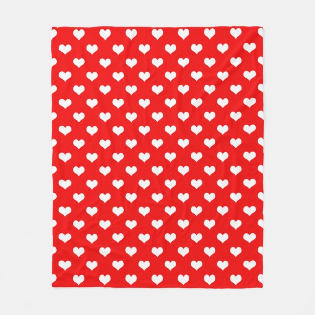 Red White Liebe Herzdesign Fleecedecke (Vorderseite)